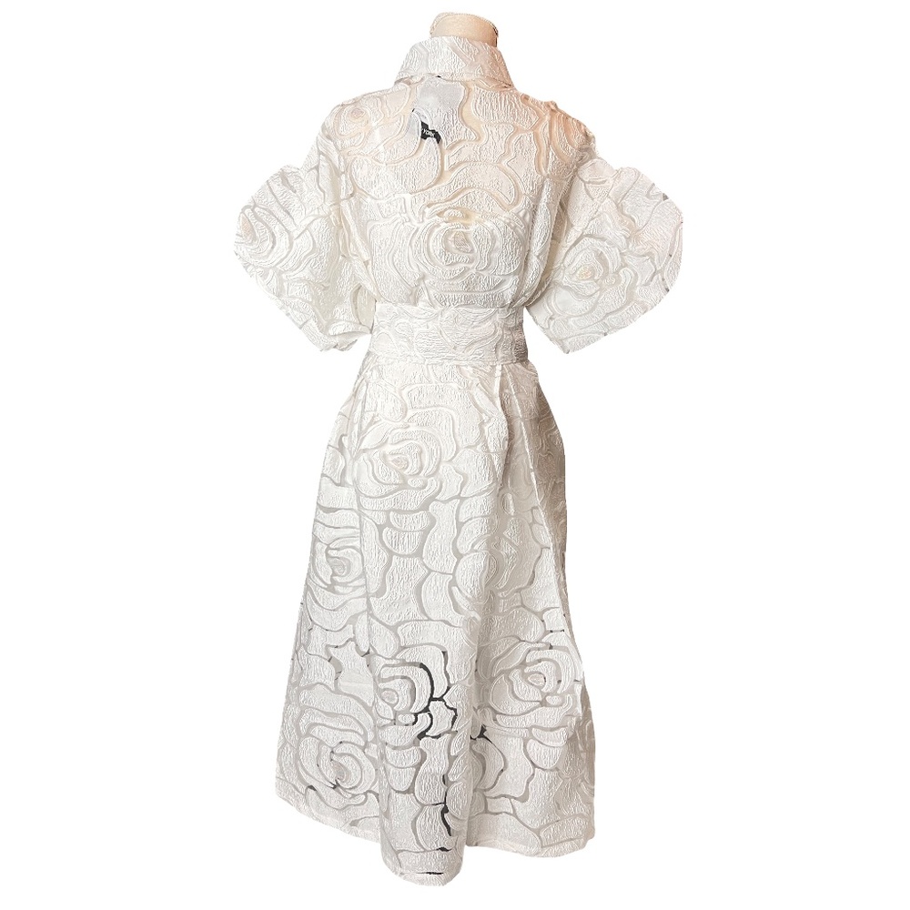 # A289 Nancy Romantic Feminine Resort Glamour White Dress NWT M - Picture 4 of 11